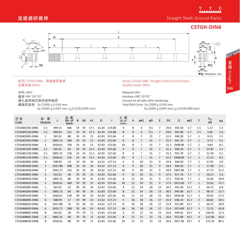 CSTGH-DIN6 直齒齒研齒條